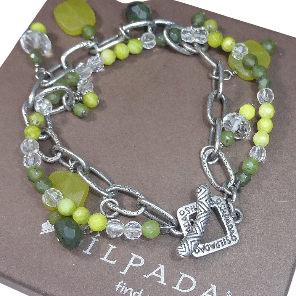 Silpada B1248 Green Canadian Jade Crystal Bracelet Sterling Silver .925